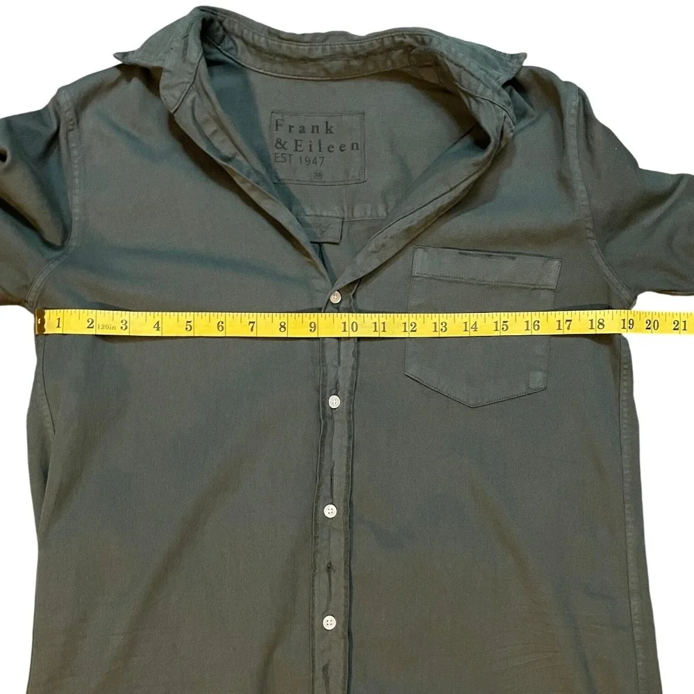 Frank & Eileen Rory Famous Denim Maxi Shirtdress XS Forest Green Cotton Relaxed